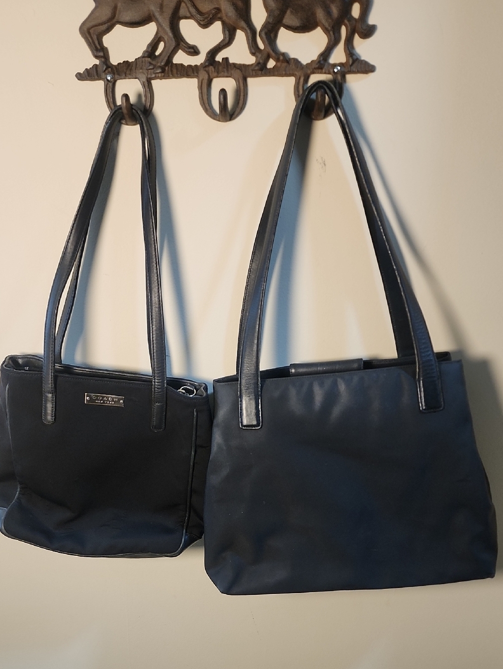 Coach Vintage Lot Black Leather Nylon Lunch Tote Mercer Hobo 90's AS-IS